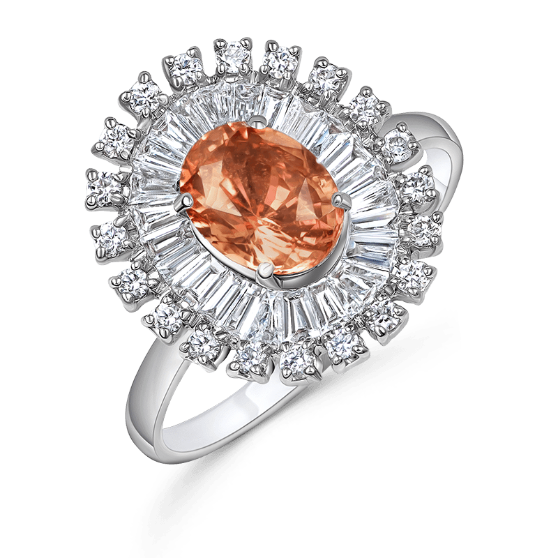 White Gold Padparadscha Ring | Careems